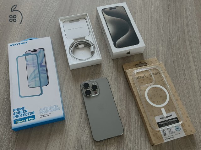 iPhone 15 Pro 256GB Natural Titanium, Független, Gyönyörű állapot, ajándék tok+fólia