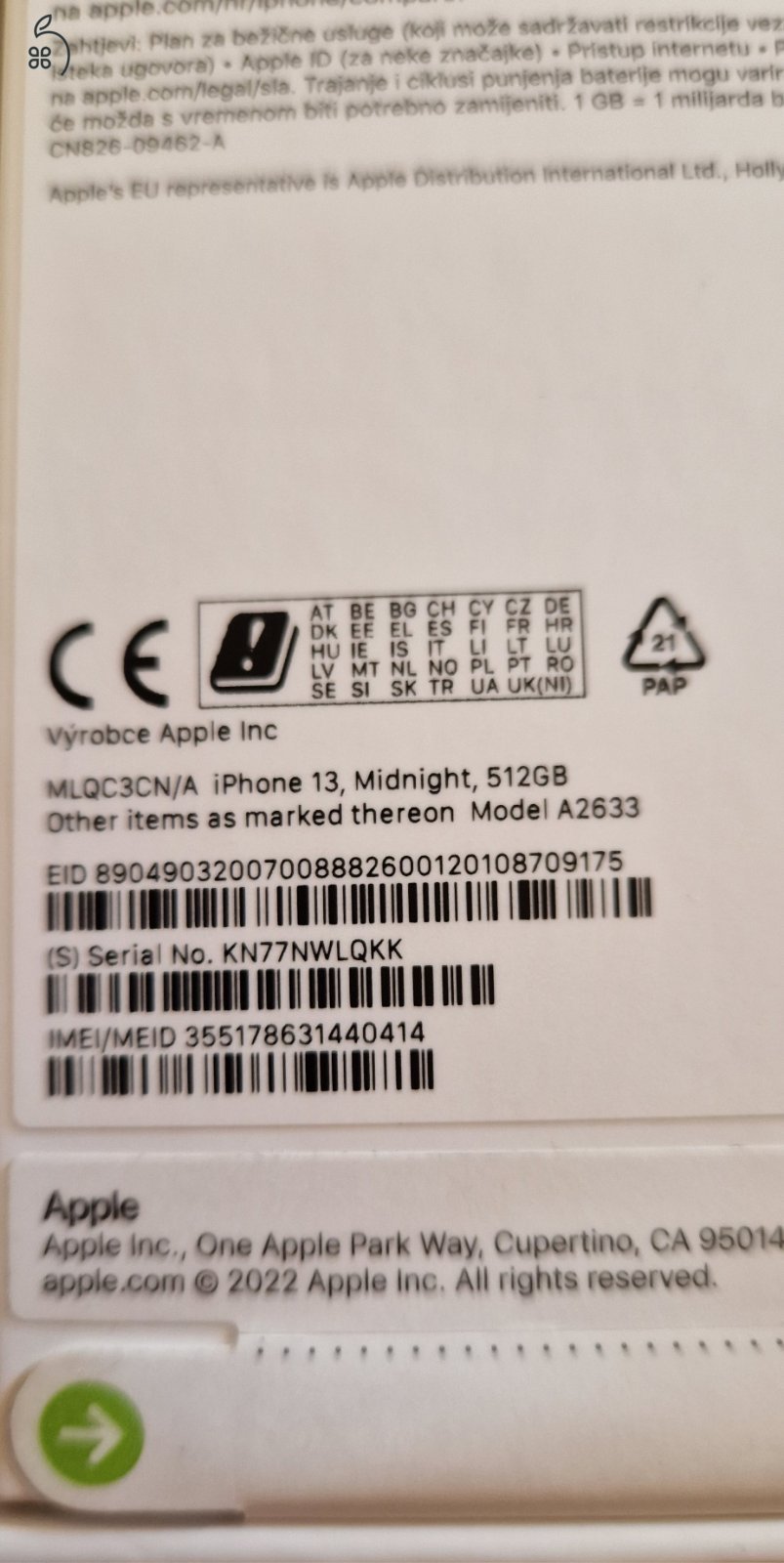 iPhone 13 512gb fekete független midnight 94% akku