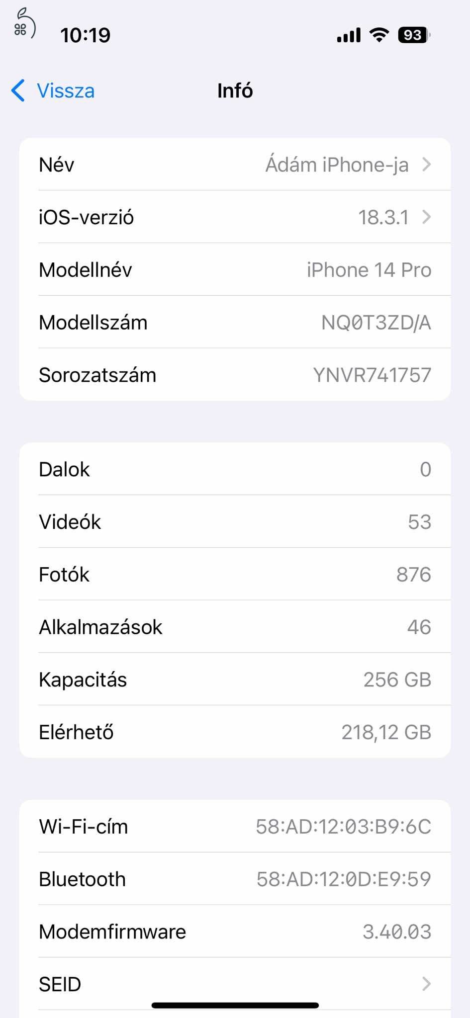 Apple iPhone 14 Pro  Space Black 256GB Csere Is! 