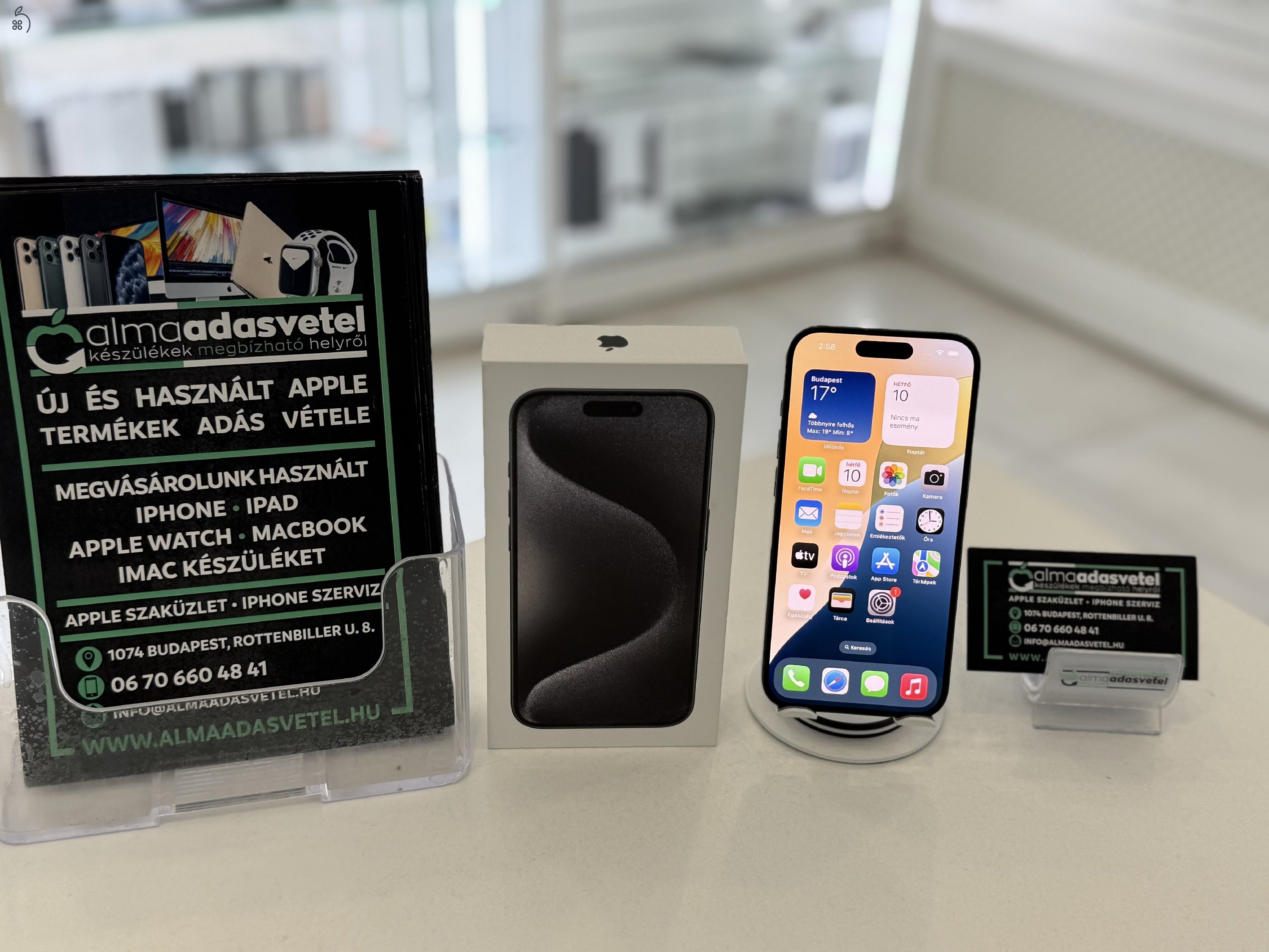 iPhone 15 Pro 128GB Független Megkímélt/1-3 hónap gar./Akku 89%/
