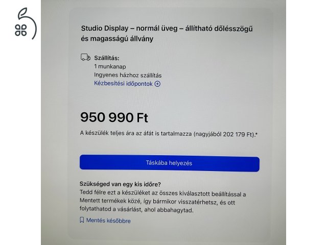 Apple Studio Display - Állítható Dőlésszögű és Magasságú Állvány