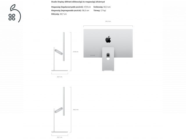 Apple Studio Display - Állítható Dőlésszögű és Magasságú Állvány