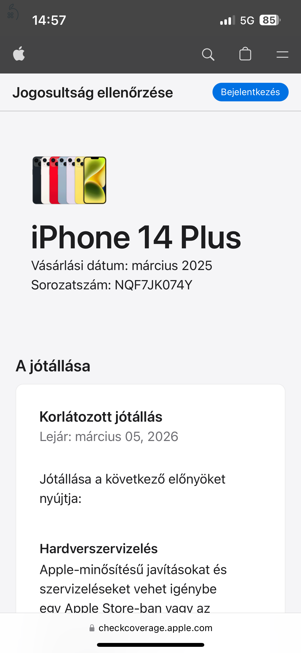 iPhone 14 Plus 256GB - 5 napja aktivált!