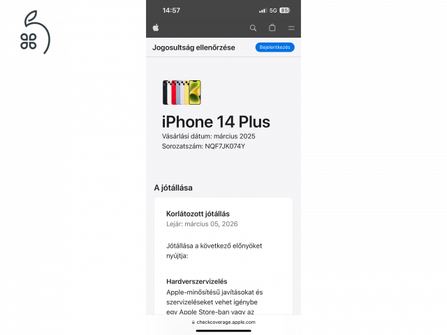 iPhone 14 Plus 256GB - 5 napja aktivált!