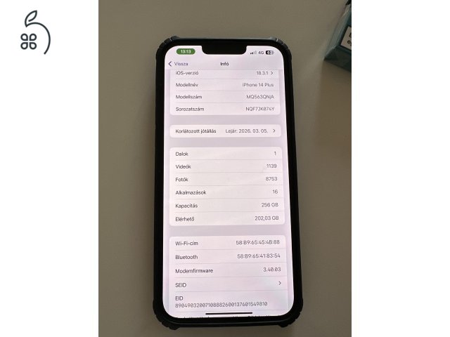 iPhone 14 Plus 256GB - 5 napja aktivált!