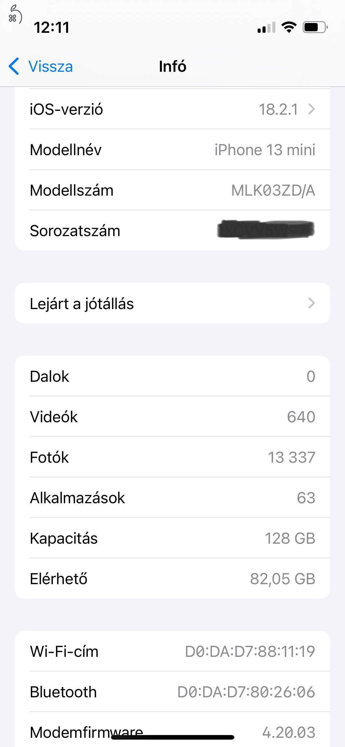 Iphone 13 Mini gyári független (Akku:96%)