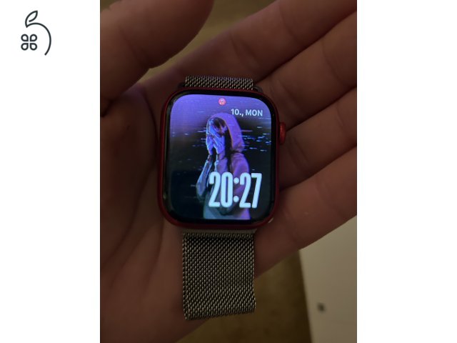 Apple Watch Series 8 45mm GPS+Cellular,Piros 94% akku , doboz meg töltött gyári.