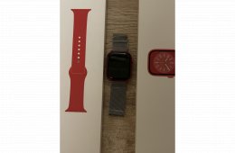 Apple Watch Series 8 45mm GPS+Cellular,Piros 94% akku , doboz meg töltött gyári.