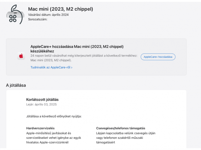Mac Mini M2 garanciális 