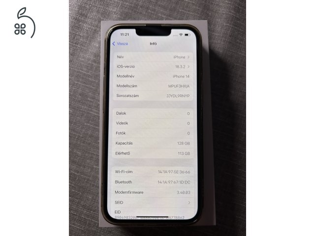 Iphone 14 fekete 128GB, 94% akksi állapot, megkímélt karcmentes