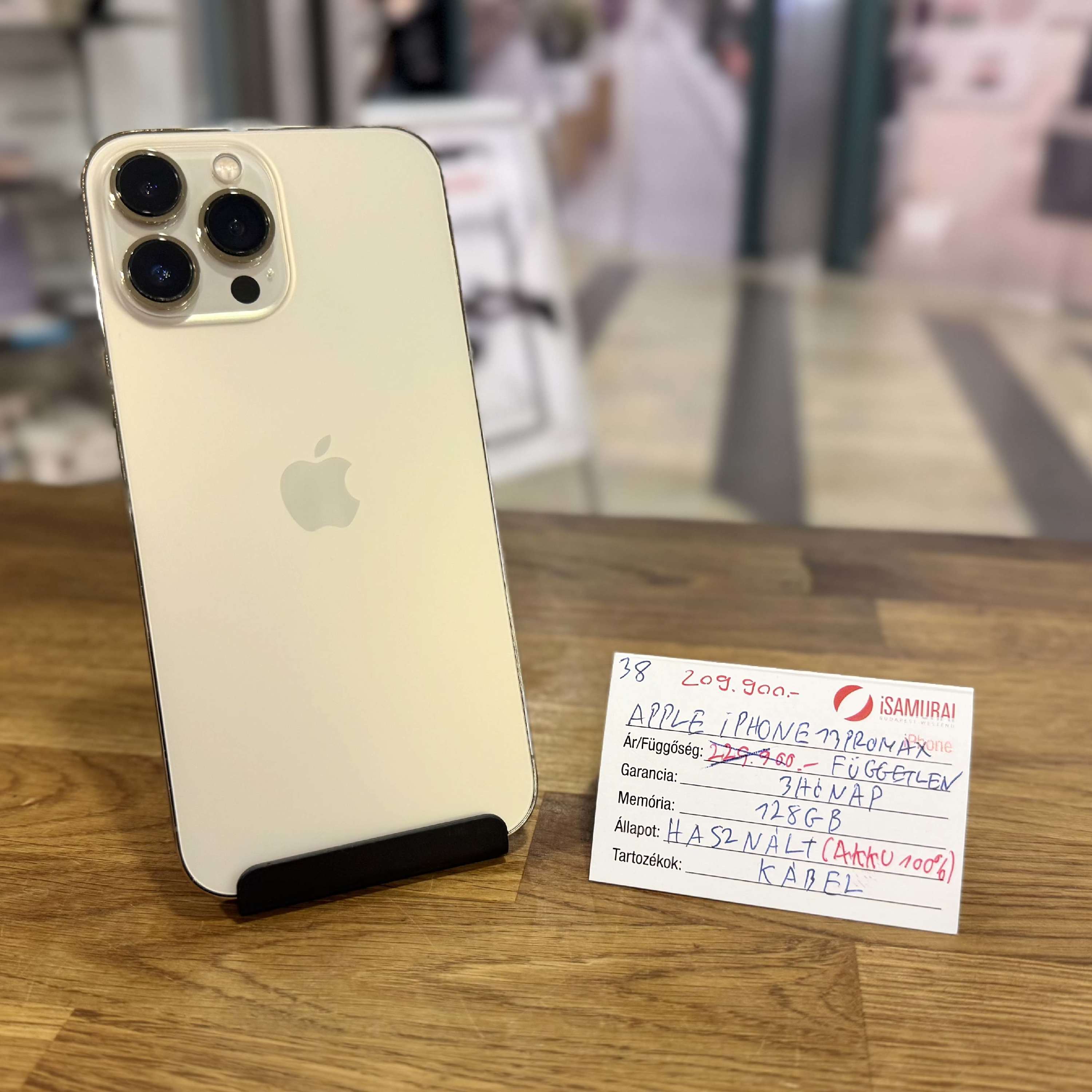 38. Apple iPhone 13 Pro Max - 128 GB - Arany -Új Akku