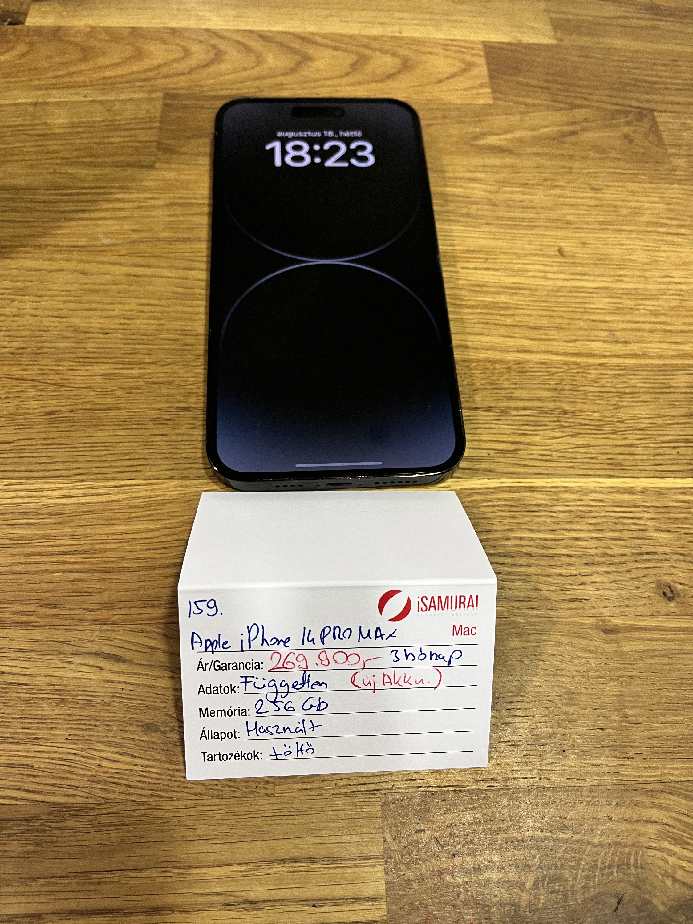 159. Apple iPhone 14 Pro Max - 256 GB - Space Black - akku 100%