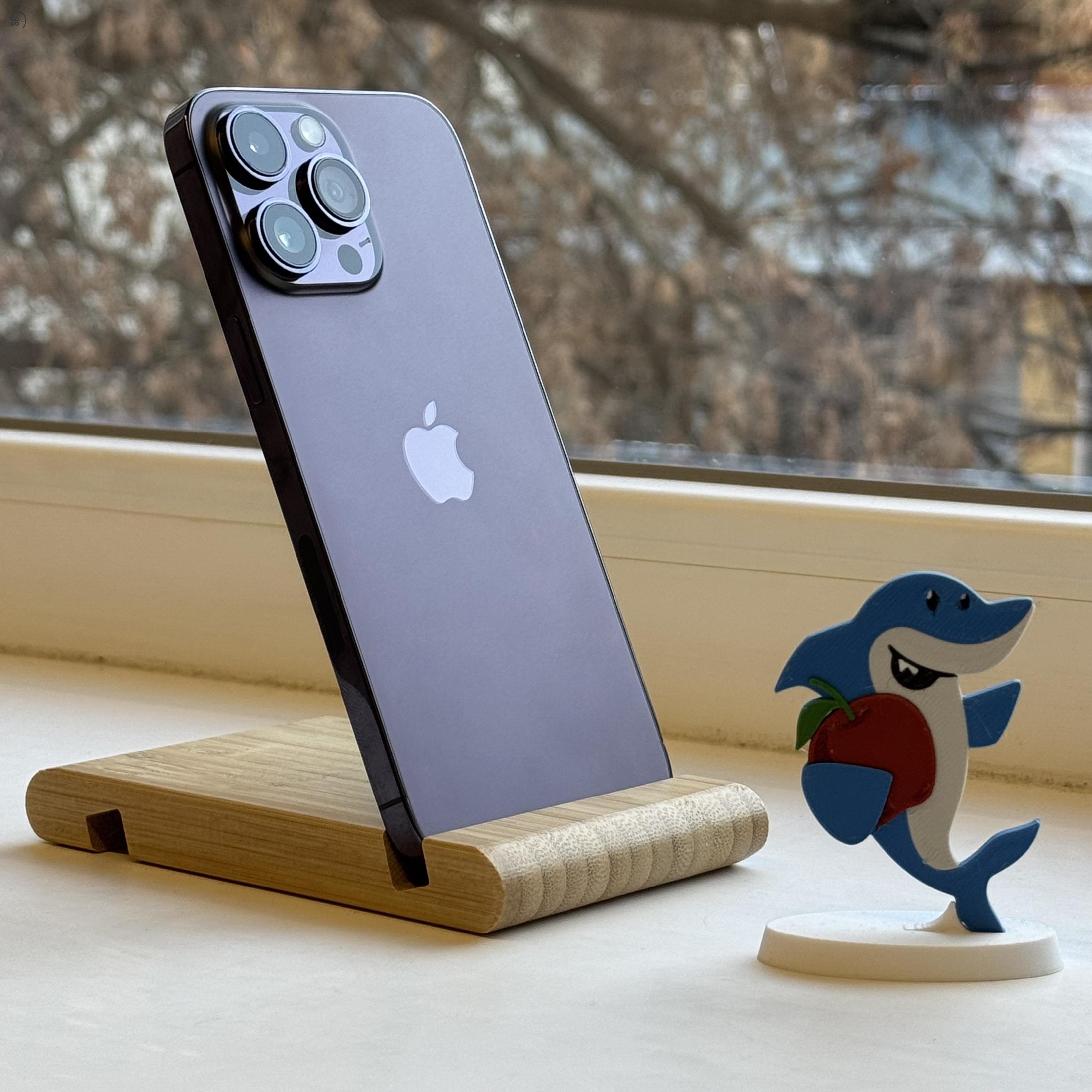 GYÖNYÖRŰ iPhone 14 Pro Max 128GB Deep Purple -1 ÉV GARANCIA, Kártyafüggetlen, VR11, 100% Akkumulátor