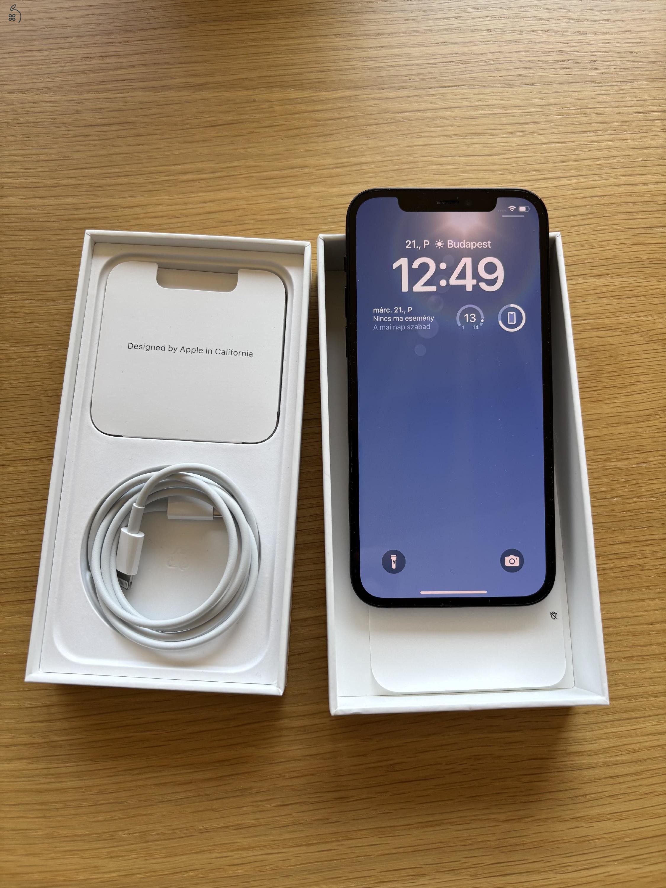 Eladó iPhone 12 64GB fekete + Apple Magsafe tok, Akku: 90%