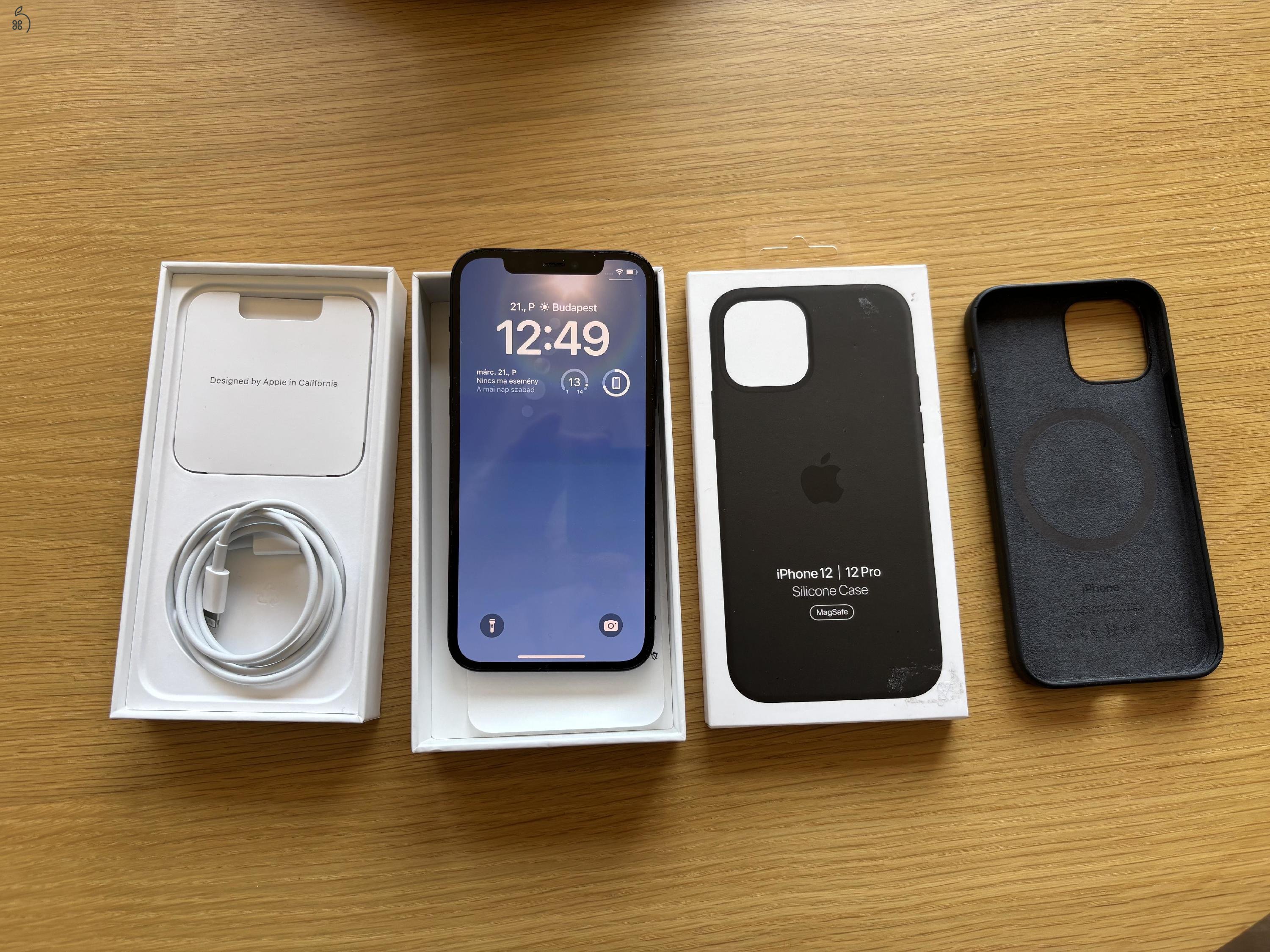 Eladó iPhone 12 64GB fekete + Apple Magsafe tok, Akku: 90%