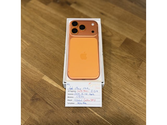 162. Apple iPhone 17 Pro - 256 GB - Cosmic Orange - Újszerű - ESIM