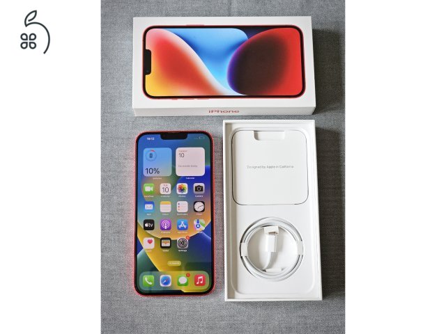 iPhone 14 Plus 128GB Red, újszerű független telefon 100% akku.-val.