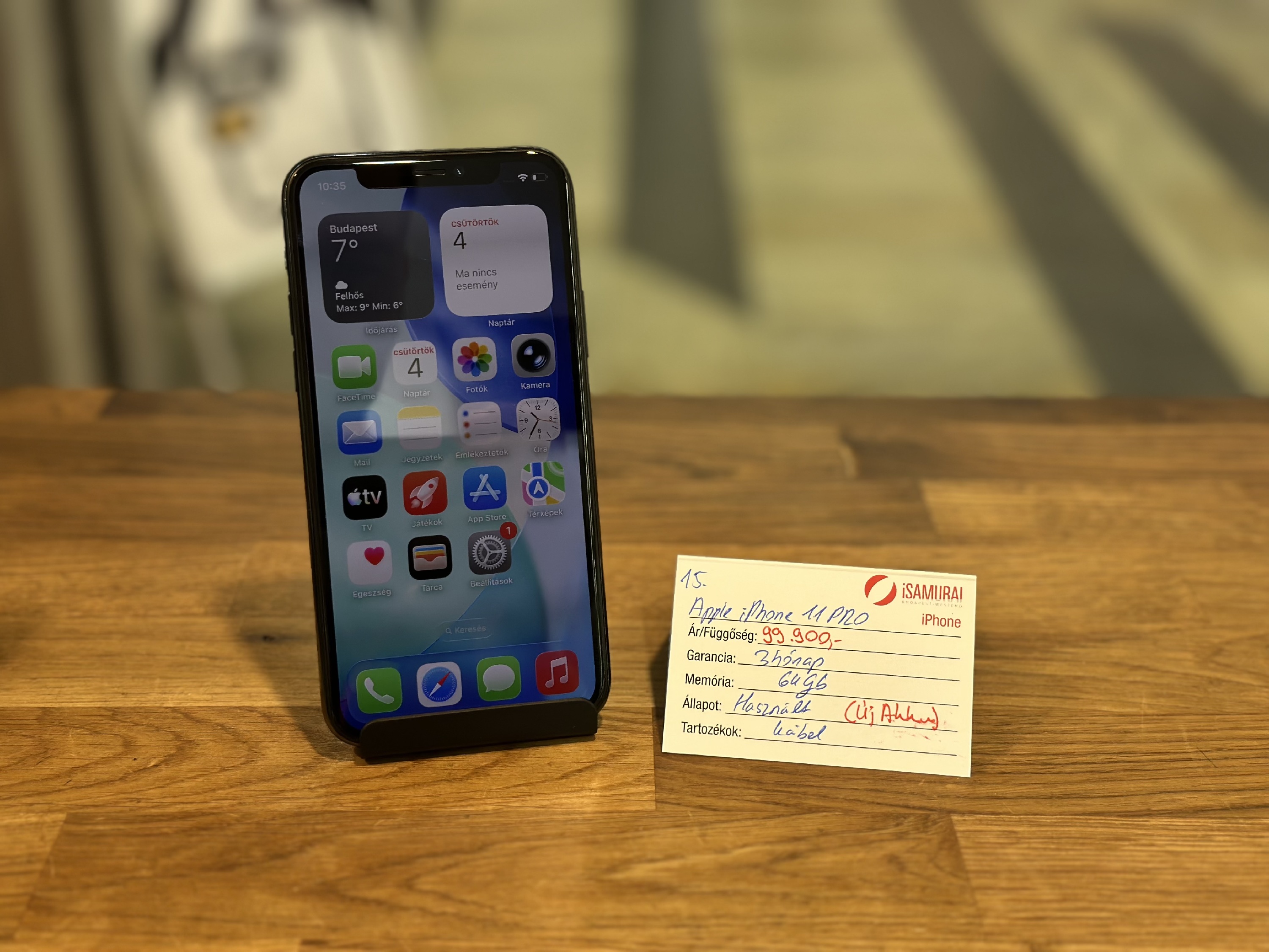 15. Apple iPhone 11 Pro - 64 GB - Éjzöld - Független - ÚJ AKKU