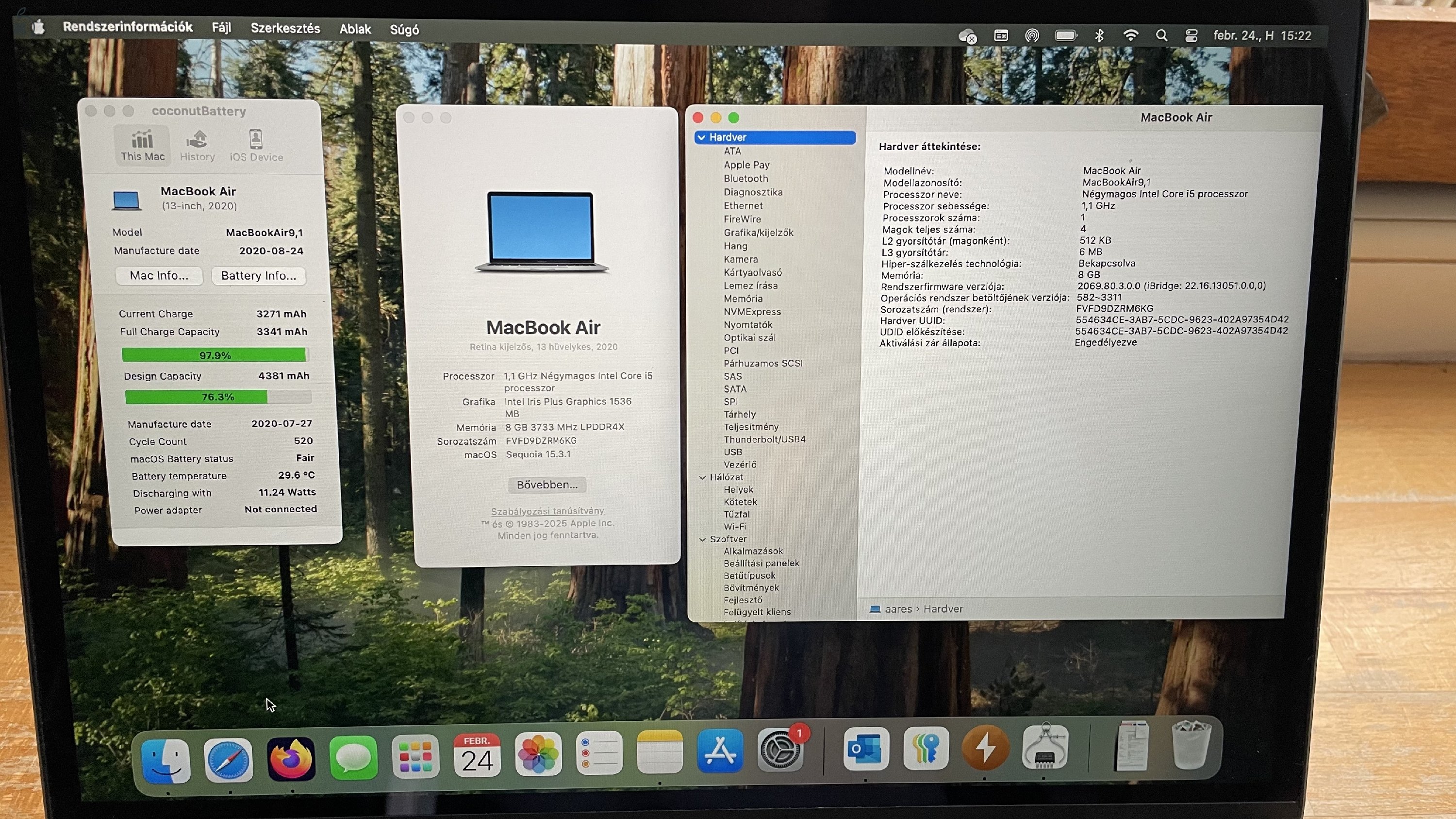 Macbook Air 2020 i5, 8 GB RAM, 512 GB SSD, magyar billentyűzet!