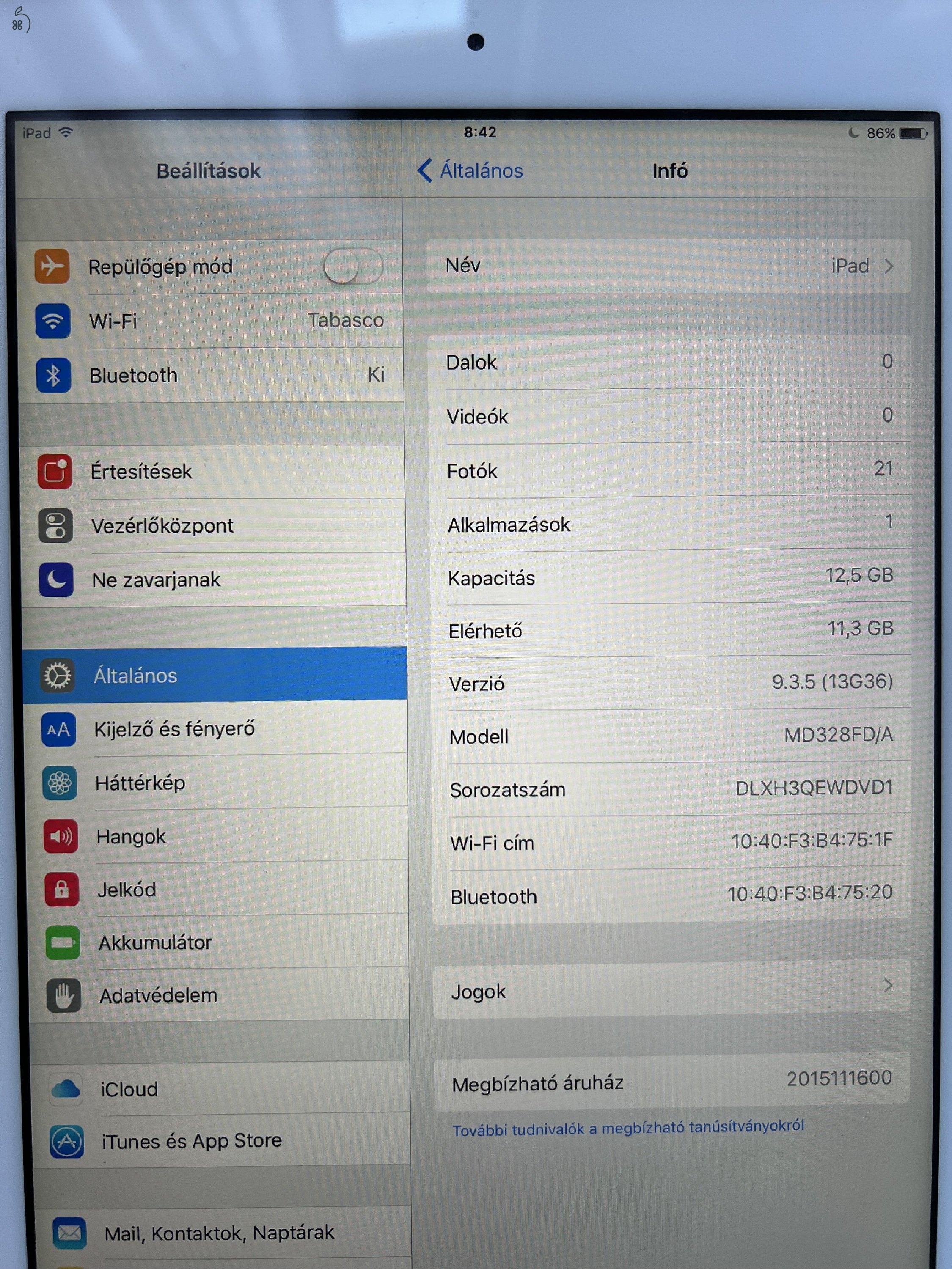 iPad A1416 16 GB Wifi fehér szép állapot Debrecenben eladó