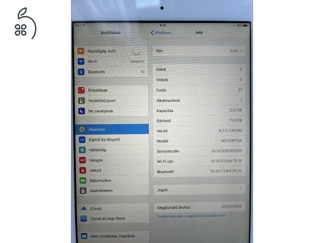 iPad A1416 16 GB Wifi fehér szép állapot Debrecenben eladó