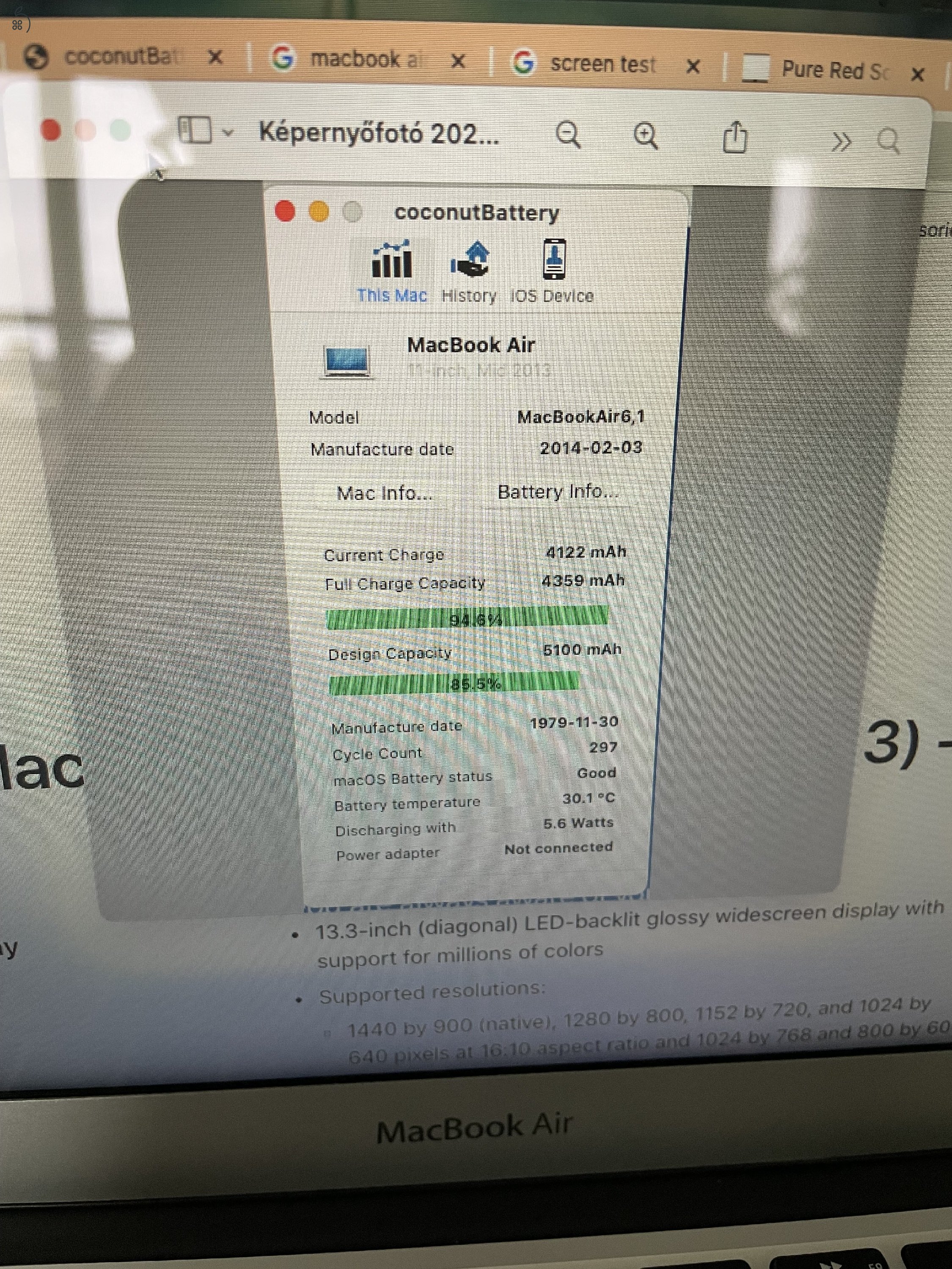 Macbook Air 2013 11-256GB- tartozékokkal