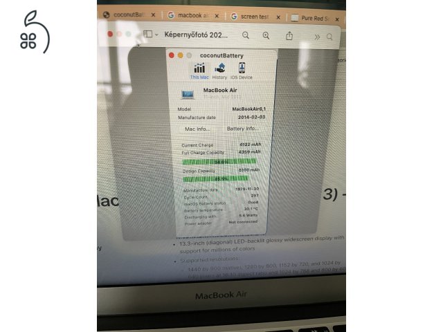 Macbook Air 2013 11-256GB- tartozékokkal