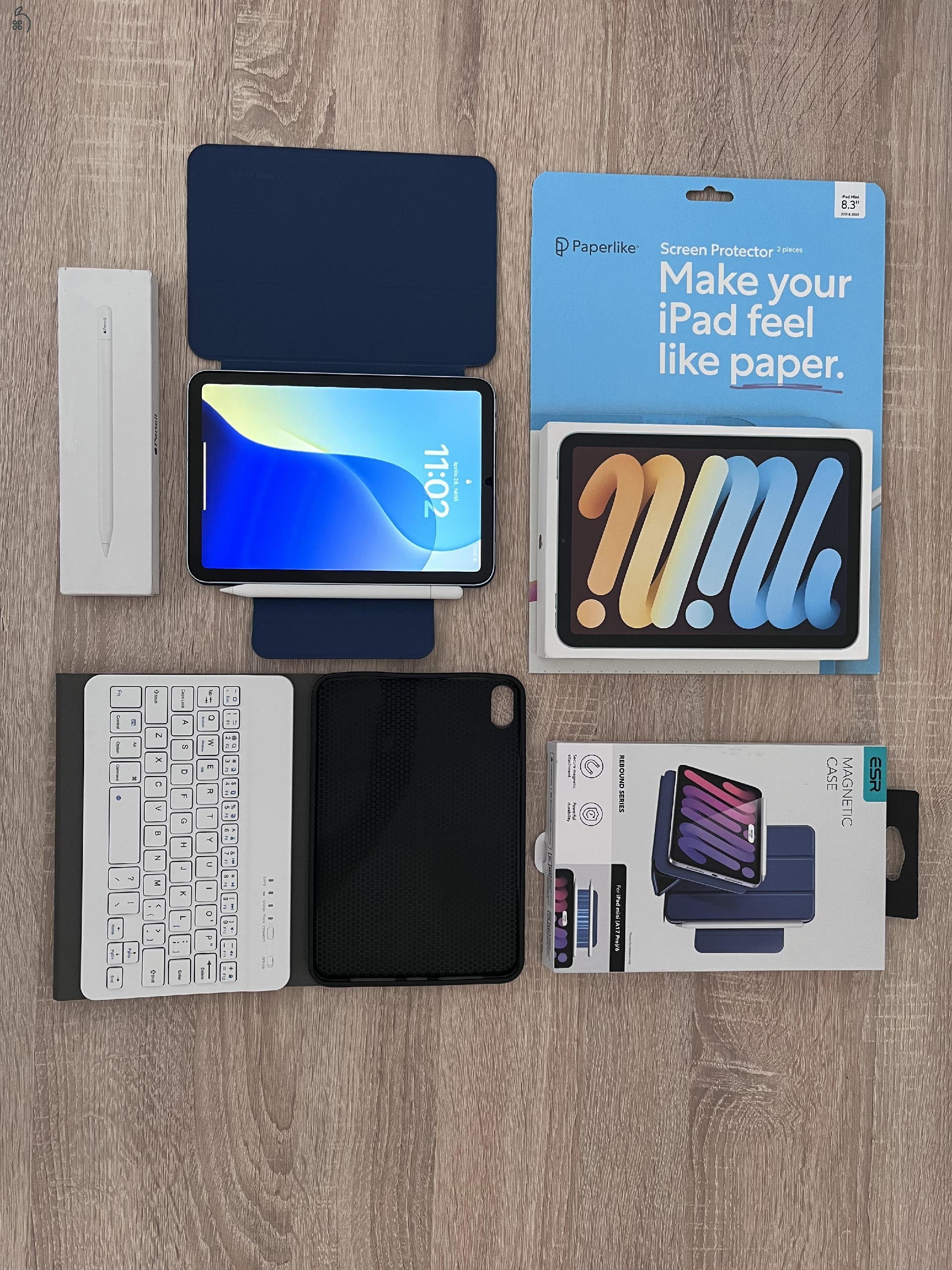 iPad mini 7 cellular 128GB AppleCare+ Apple pencil USB Paperlike + tokok