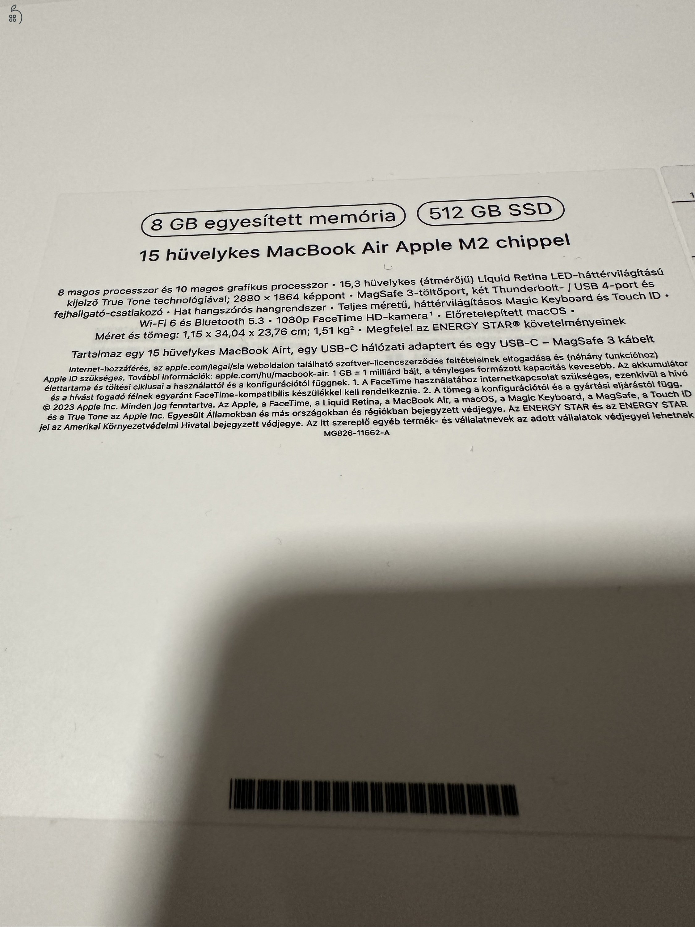 MacBook AIR 15,3” M2 Chip 512GB SSD! Gyönyörű! 