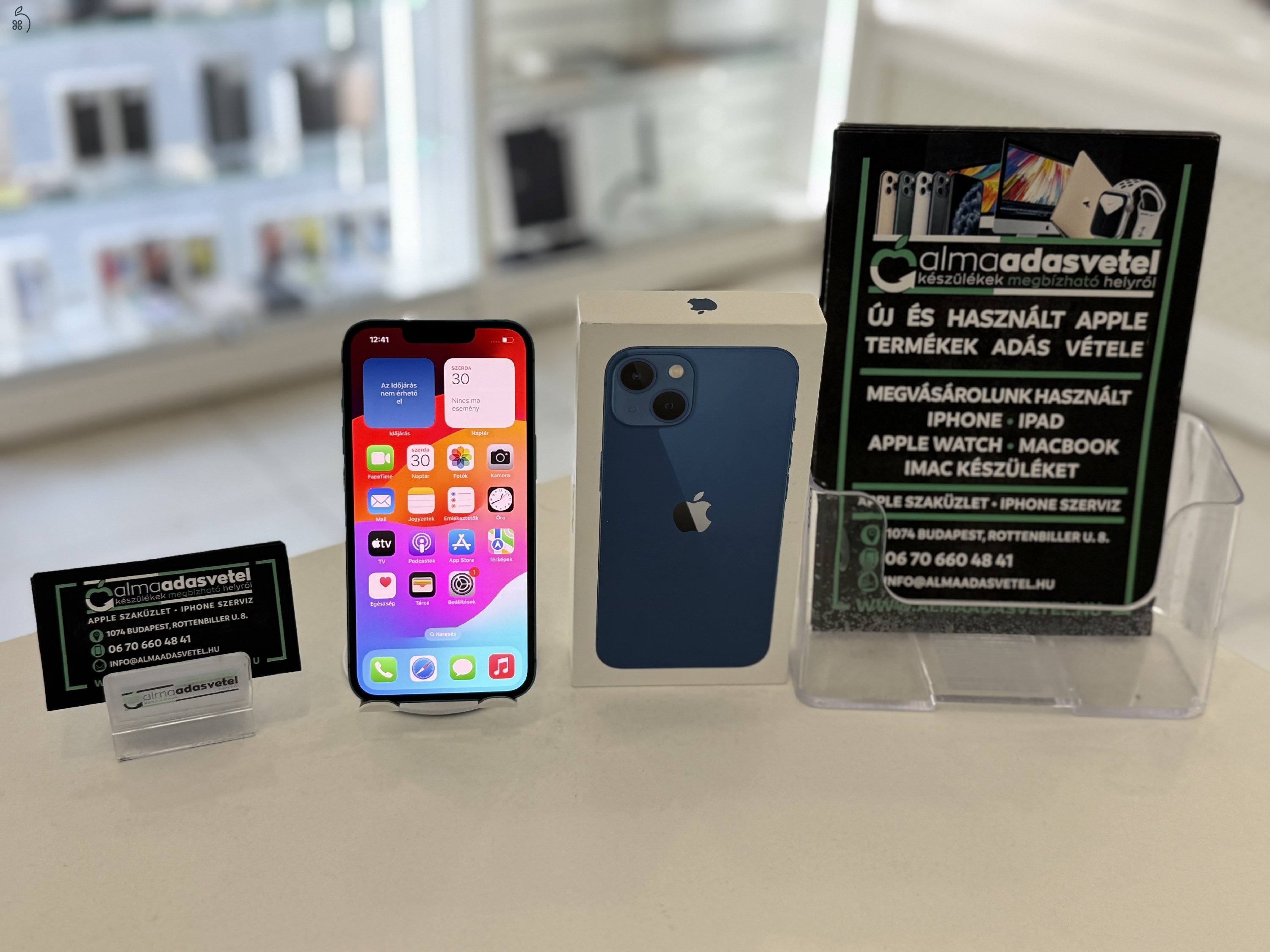 iPhone 13 256GB Független Kék Megkímélt/1-3 hónap gar./Akku 85%/p4223