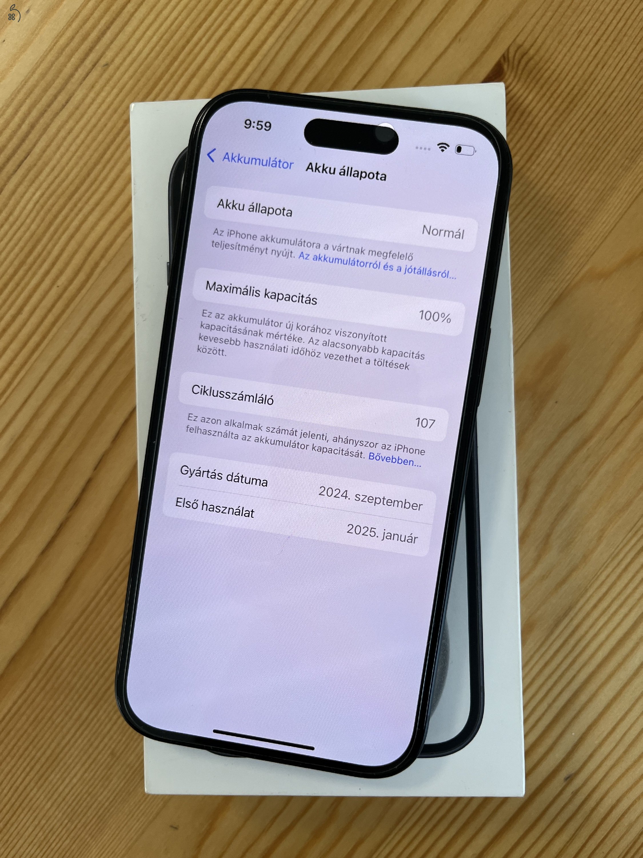 iPhone 15 128GB Makulátlan! Akku 100%!