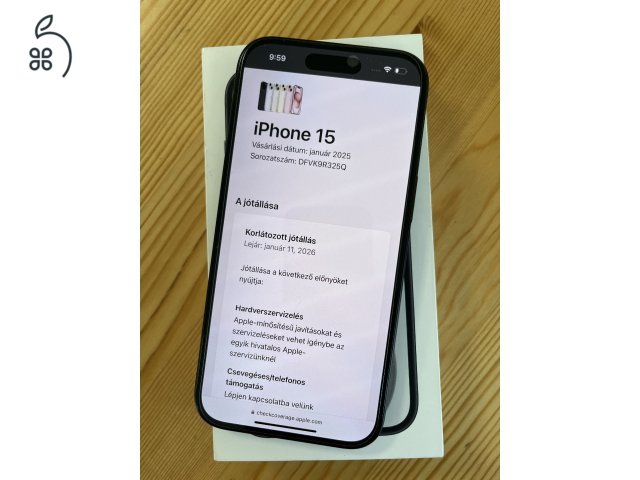 iPhone 15 128GB Makulátlan! Akku 100%!