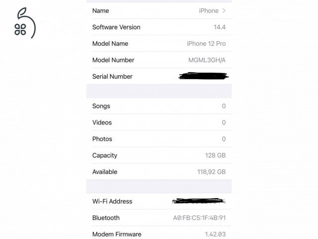 Iphone 12 pro, silver, 128 gb, 100% aksi