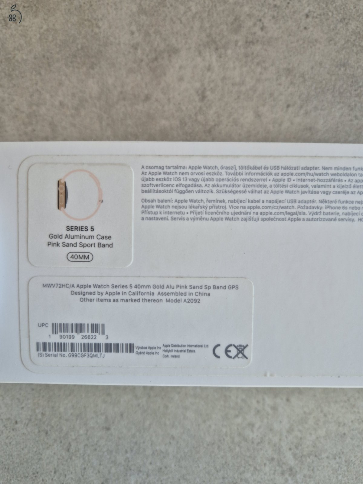 Apple Watch S5 40MM Rosegold Pink sportszíjjal ÚJ