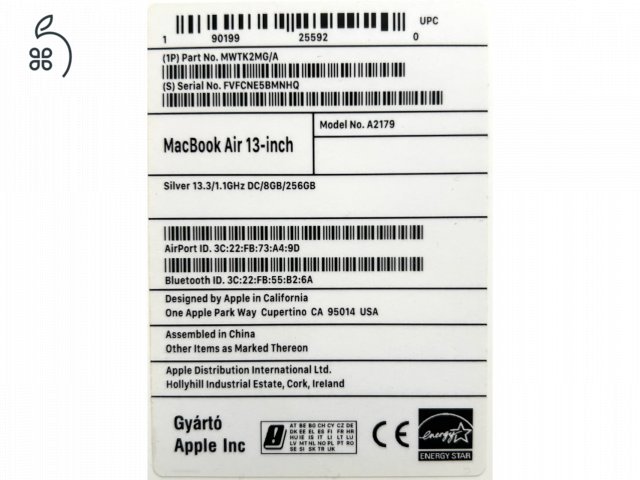 APPLE MacBook Air 2020 13,3