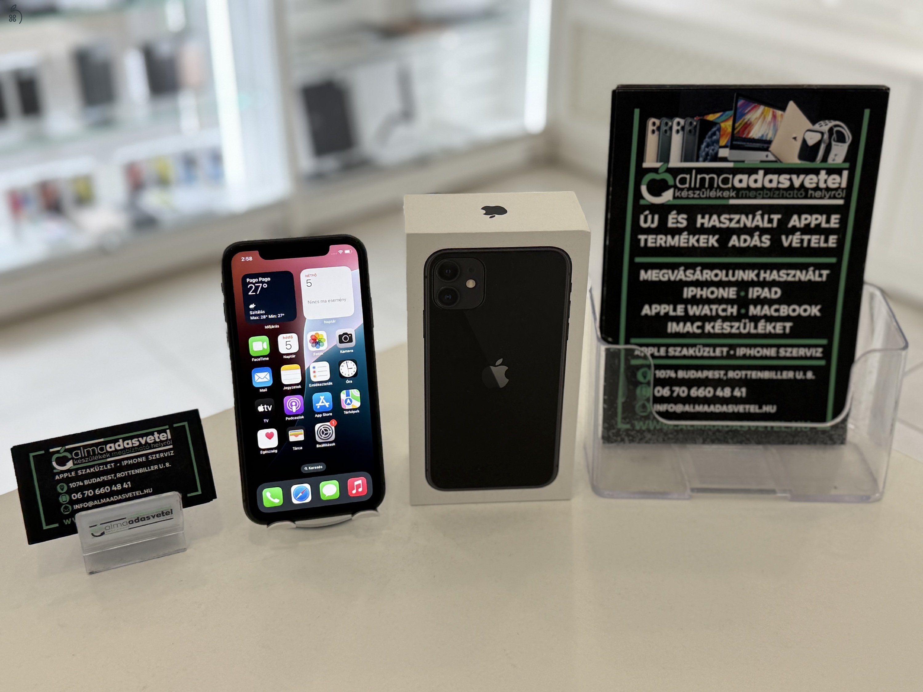 iPhone 11 64GB Fekete Független Újszerű/1-3 hónap gar./p4230