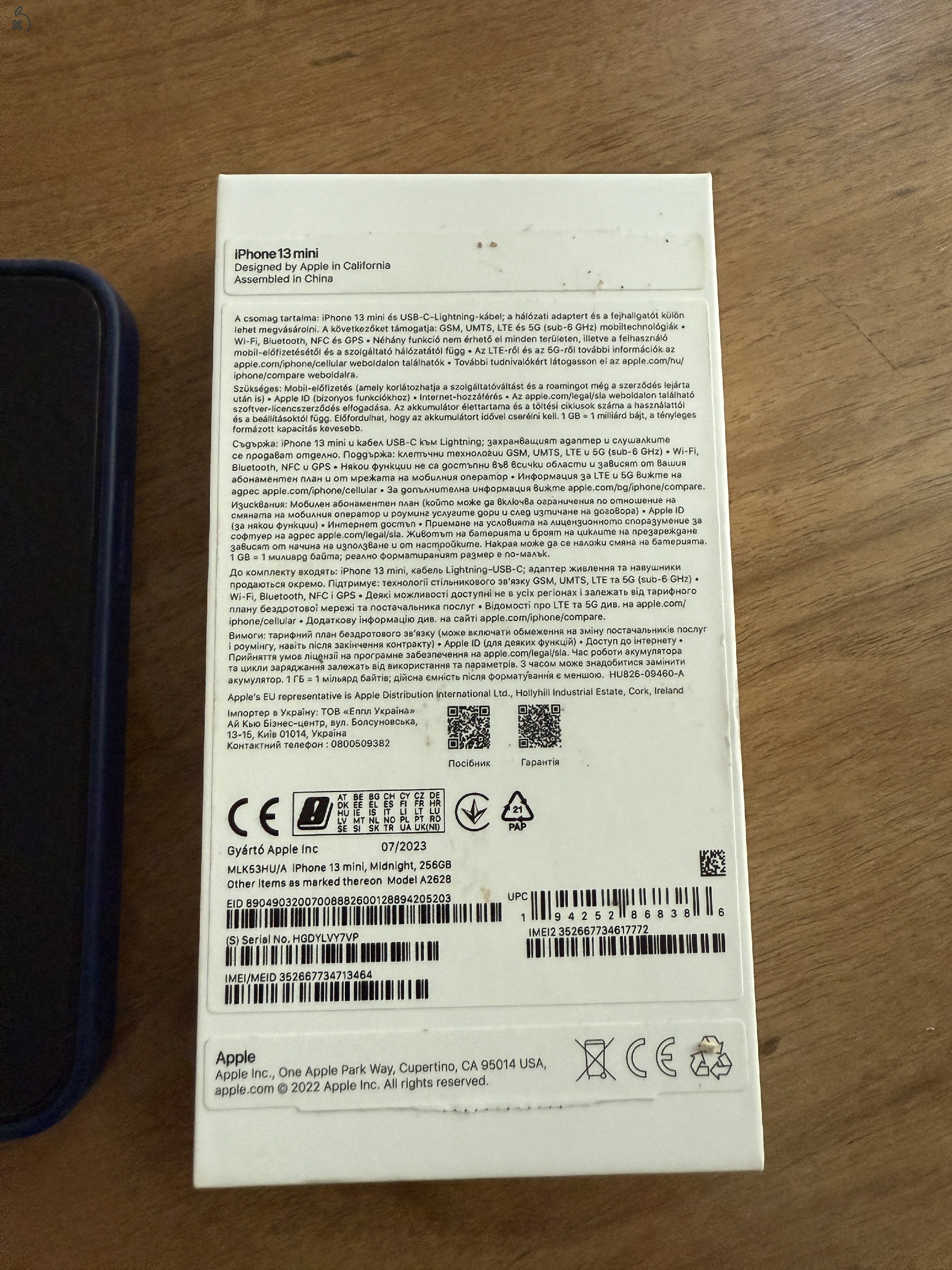 iPhone 13 mini, Midnight, 256GB, hibátlan, újszerű állapotban eladó