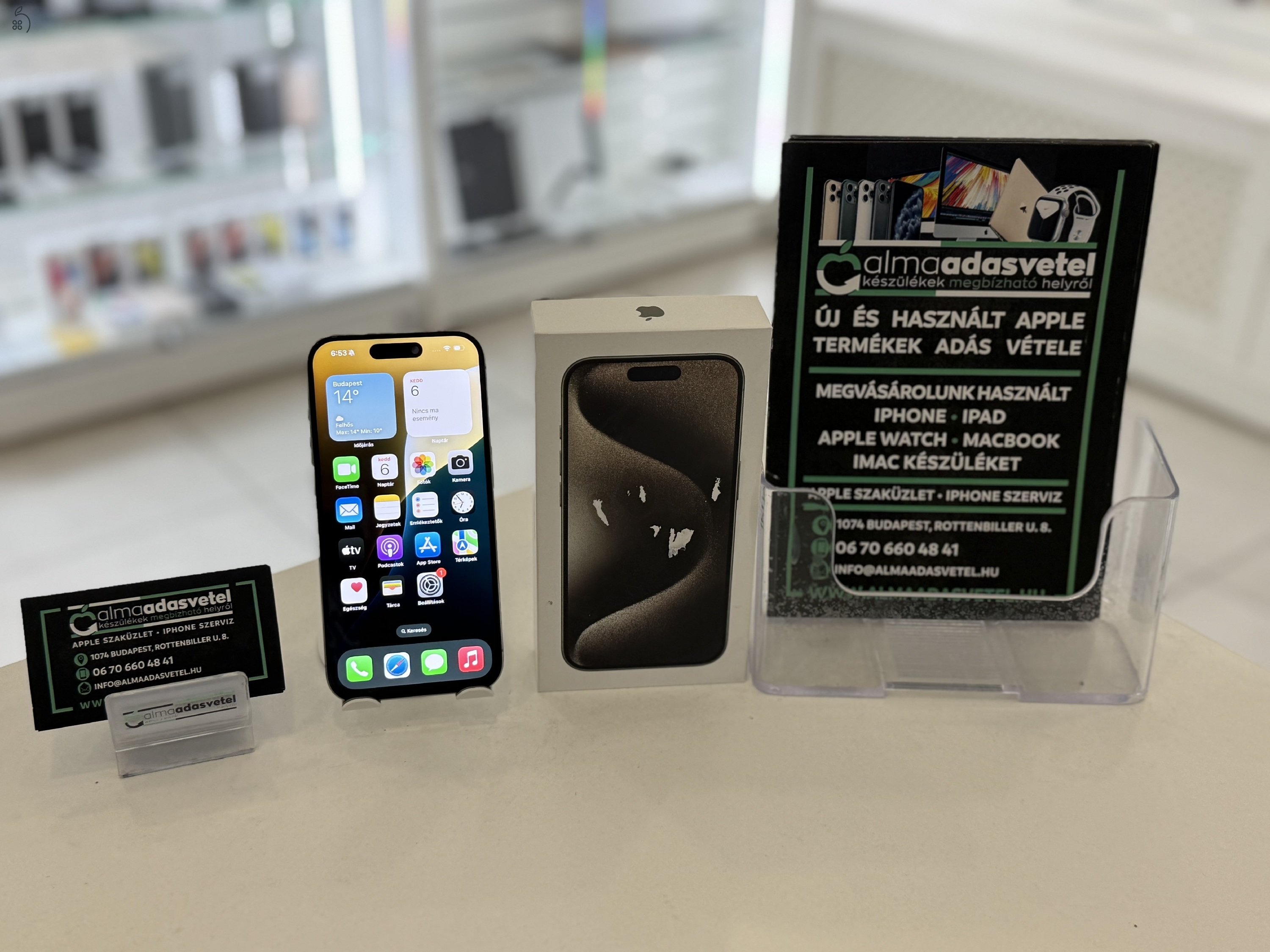 iPhone 15 Pro 256GB Független Karcmentes/1 hónap gar./Akku 100%/p52e