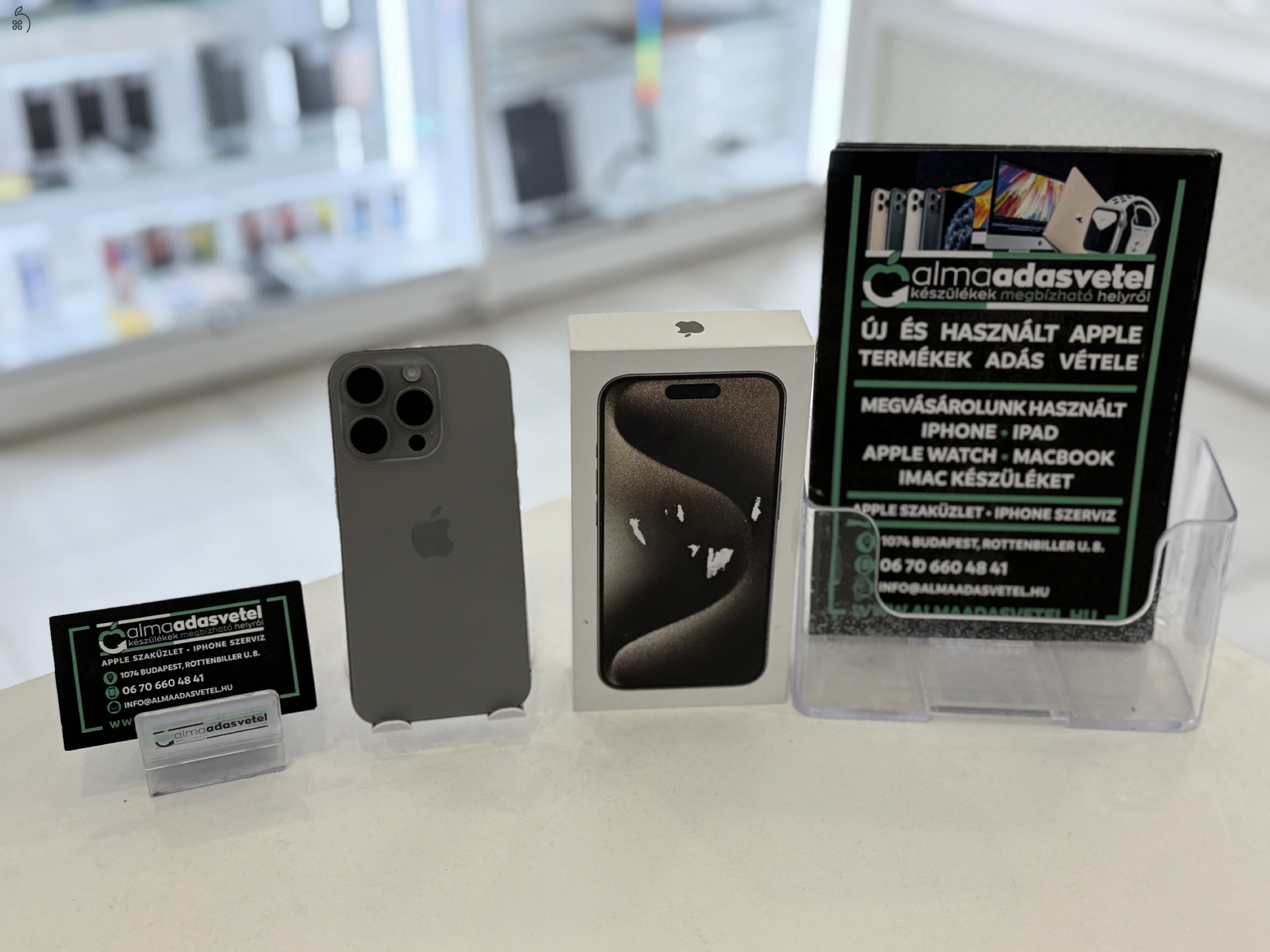 iPhone 15 Pro 256GB Független Karcmentes/1 hónap gar./Akku 100%/p52e