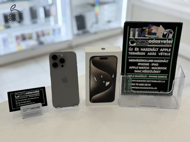 iPhone 15 Pro 256GB Független Karcmentes/1 hónap gar./Akku 100%/p52e