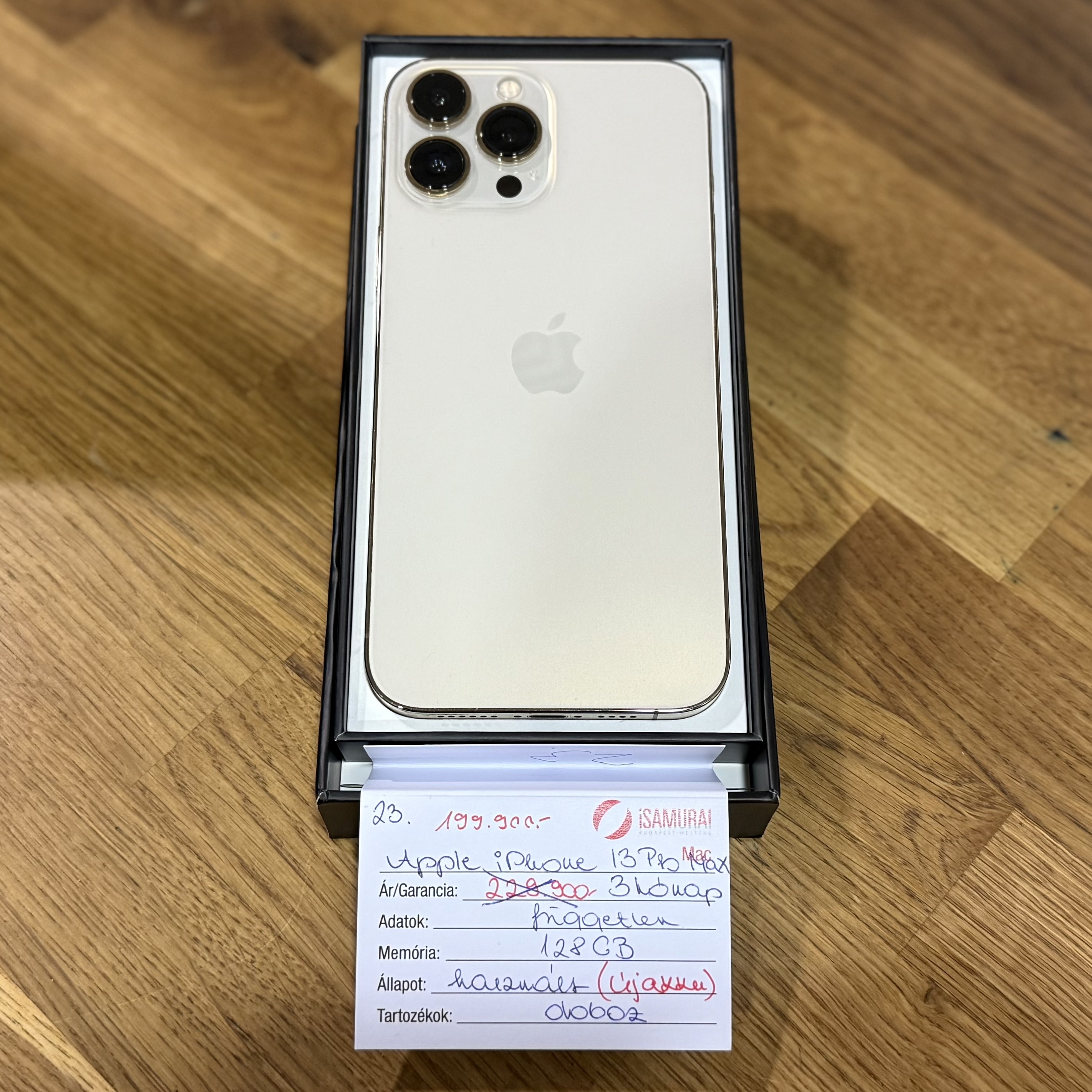 23. Apple iPhone 13 Pro Max - 128 GB - Gold - Új akku