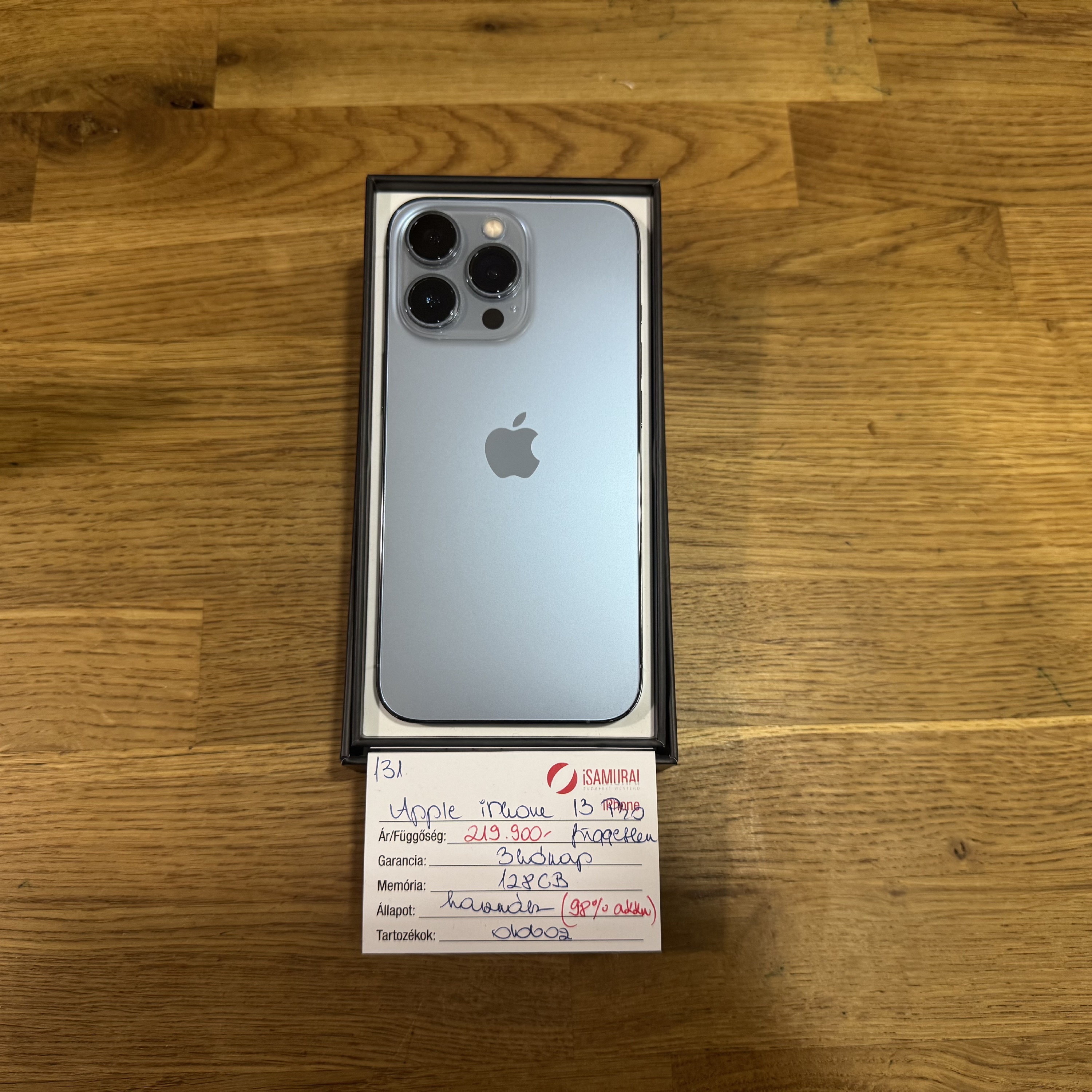 131. Apple iPhone 13 Pro - 128 GB - Sierra Blue - 98% akku