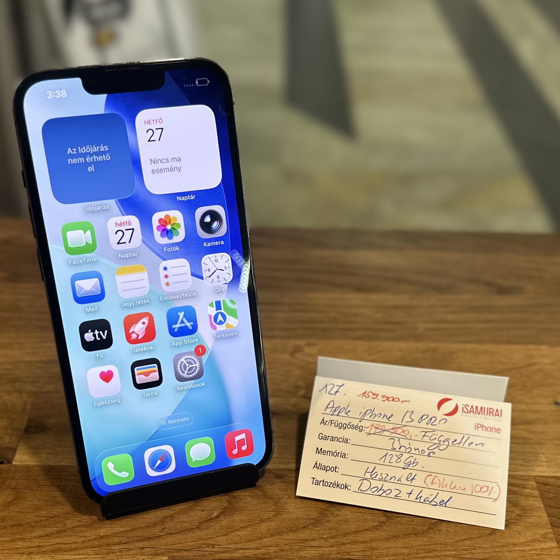 127. Apple iPhone 13 Pro - 128 GB - Grafit - 100% AKKU
