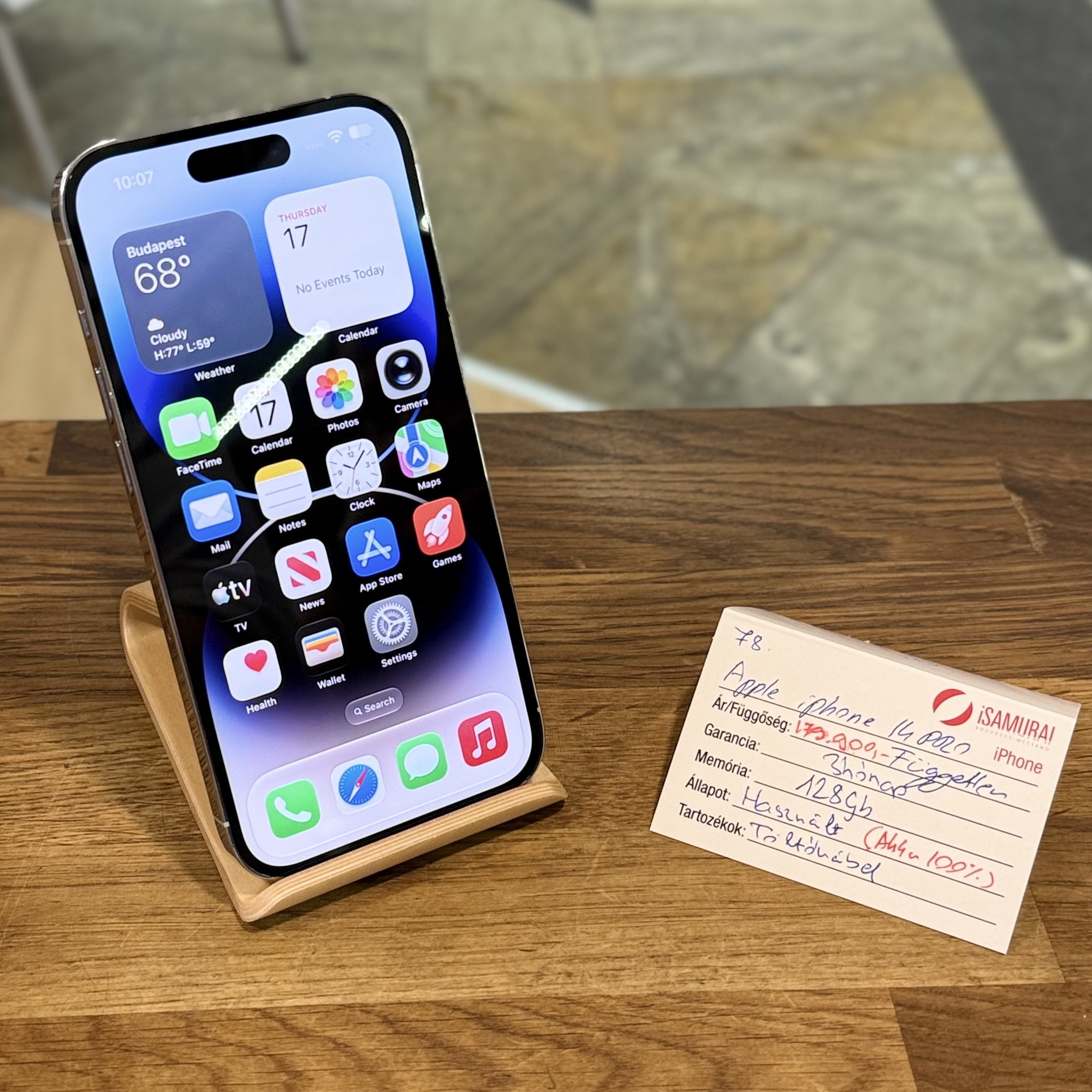 Apple iPhone 14 Pro - 128 GB - Ezüst - Akku 100% ( 78. )