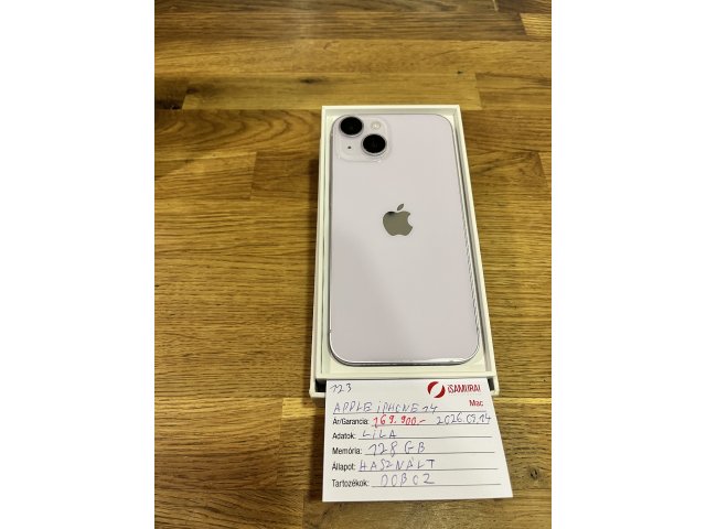 123. Apple iPhone 14  - 128 GB - Lila - Használt