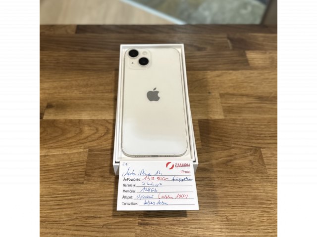 21. Apple iPhone 14  - 128 GB - Fehér - Újszerű - Új akku