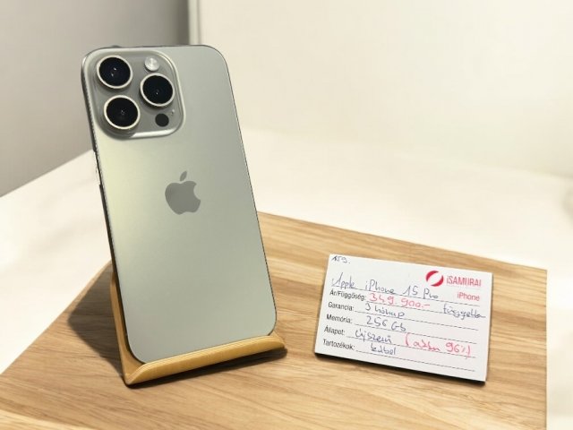 159. Apple iPhone 15 Pro - 256 GB - Natur Titán - 96% akku