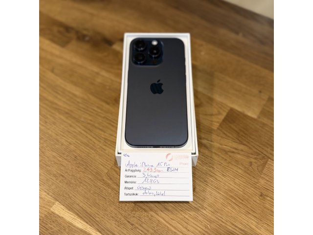94. Apple iPhone 15 Pro - 128  GB - Kék Titán - Független - ESIM