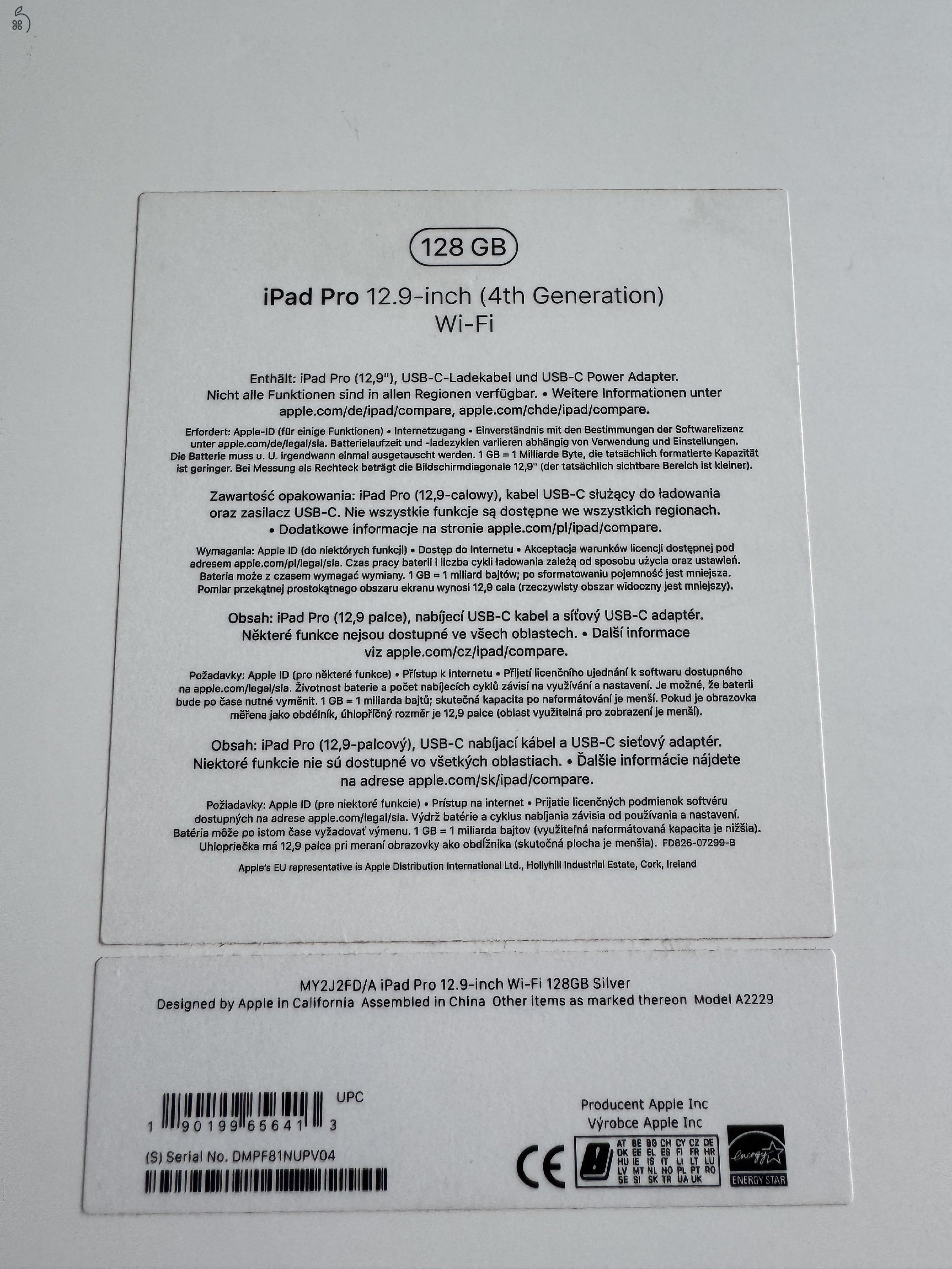Ipad Pro 4. gen. 12,9 128 gb wifi Silver