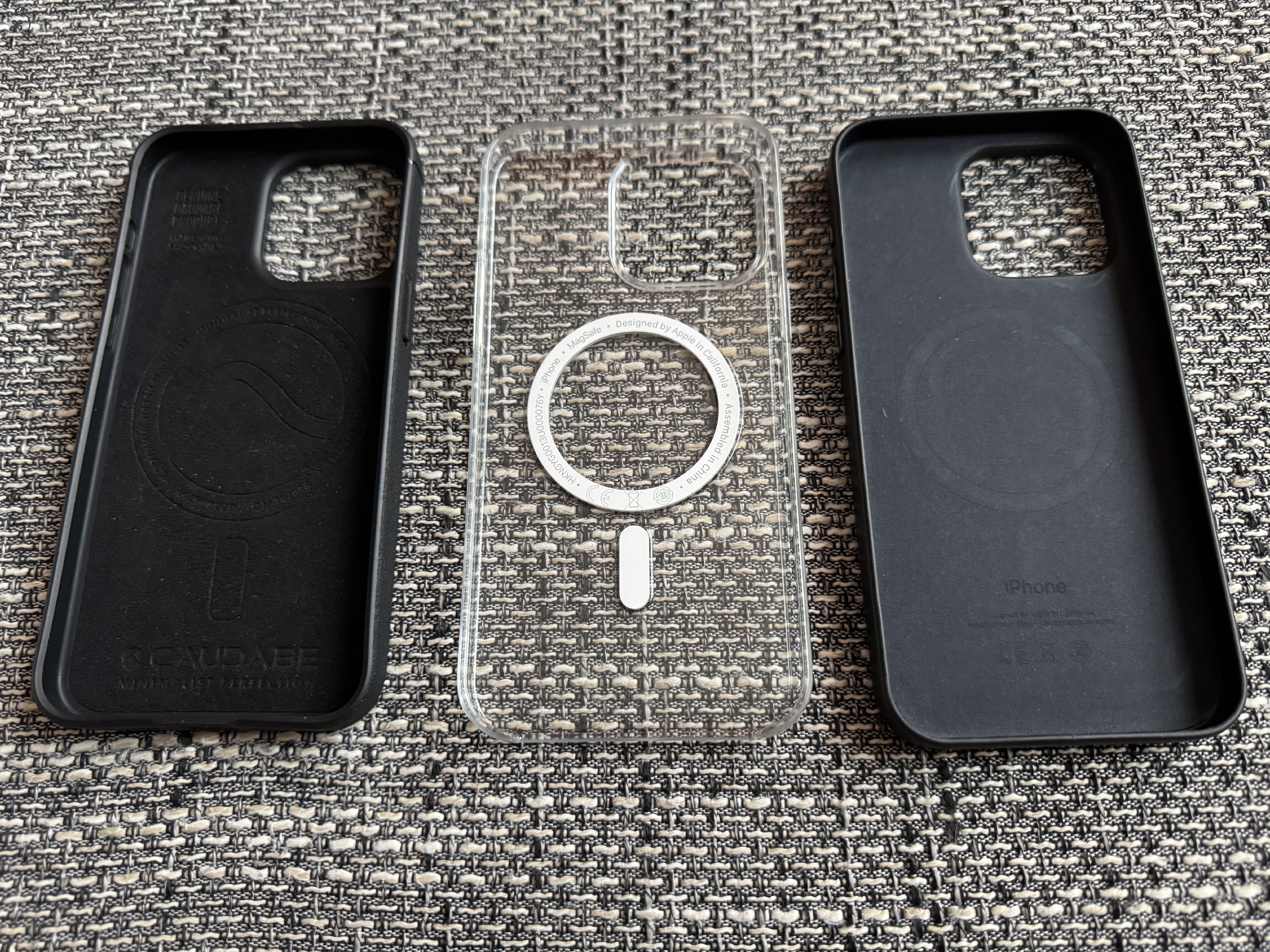 iPhone 15 Pro Max tokok eladók (Caudabe, FineWoven, Clear Case)